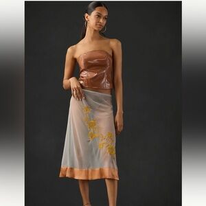Anthropologie Sheer Embroidered Skirt